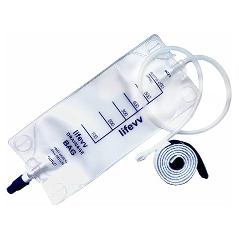 Lifevv 600 ML Urine Drainage Bag, Drainage w/Clear Bag, Nephrostomy Bag,with 24" Silicone Tube,Twist Drain Valve (3 Pack) Cover
