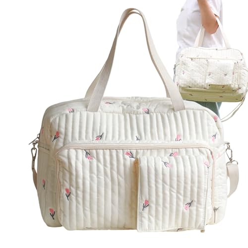 Djowyh Sac à langer - Motif floral - Grand sac à langer - Pour salle de gym, école, hôpital, vacances, parc, shopping, pique-nique, voyage, travail