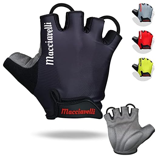 MACCIAVELLI® - Guanti MTB, Guanti Bici con Mezze Dita, Adatti per Bici da Strada e Mountain Bike, Guanti Ciclismo per Uomo e Donna (Nero)