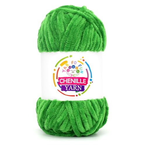 Image of 100g Velvet Chenille Yarn for Crocheting,Christmas Green Fluffy Velvet Plush Yarn Thick Soft Chunky Chenille Yarn Baby Blanket Yarn for Crocheting Knitting Beginners（Christmas Green）
