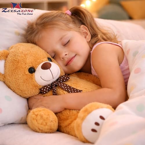 Image of ZEXSAZONE Toy Cute I Smile Soft Teddy Colored Huggable Bear | 32 cm | Plushie Soft Toys for Kids | Plush Soft Toys for Baby Boys and Girls Kids - Teddy | Best Valentine Gift (Brown)