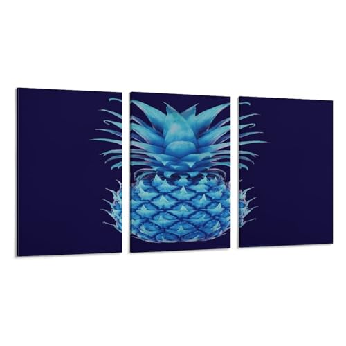Toile ananas bleu triptyque pour créer un cocon de douceur chez soi