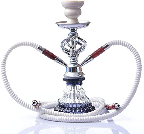 XJHYJS Hookah Shisha Set, Tragbare Glas Hookah Set, Hookah Kit Doppelter Silikonschlauch Keramikschüssel, Geeignet für… – Bild 3