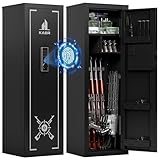 KAER 15-18 Biometric Gun Safe for Rifles and Pistols, Large Gun Cabinet for Home Rifle, Quick Access Gun Safe with Fingerprint, Rifle Safe with Removable Shelf and Gun Racks