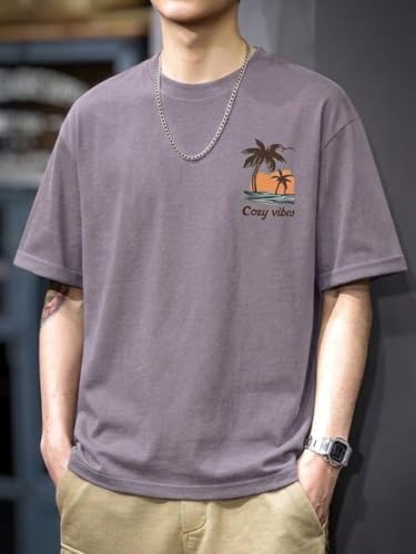 Image of SMOWKLY Authentics Men's Brooklyn Beach Digital Printed T Shirt | Round Neck Half Sleeve Casual T Shirt for Men | Casual Baggy Fit Stylish Comfortable Streetwear Fashion Tshirt for Men