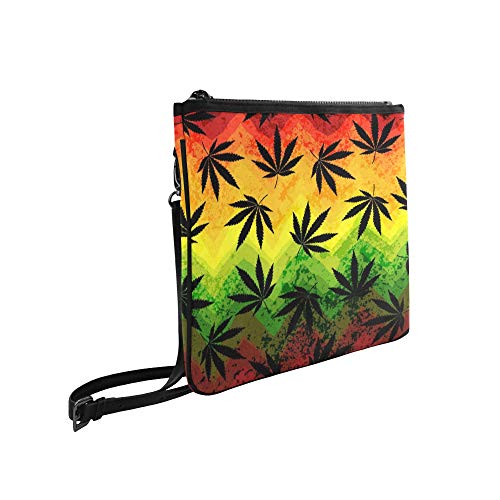 Seamless Pattern Of The Hemp Leaves On Geometric B Pattern Custom High-Grade Nylon Slim Clutch Bag Cross-Body Bag Shoulder Bag #TOP2