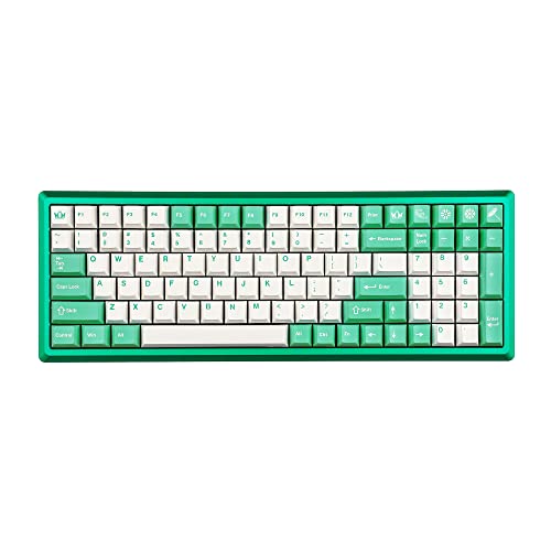 Image of 149 Lotus Pond Green White Dye-Sub Keycaps Thick PBT Cherry Profile Key caps for TKL 61 64 68 75 87 96 104 108 GMMK MX Mechanical Keyboard