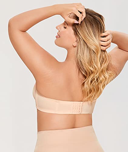 Image of DELIMIRA Women's Lightly Padded Plus Size Strapless Bras | Full Coverage, Underwire, for Large Breasts, Multiway Bra