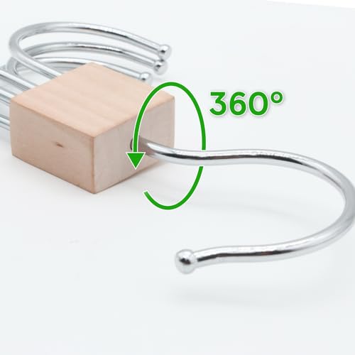 LMSAWK 360 Grad drehbarer Gürtelhalter aus Metall, Holz Gürtelbügel, Platzsparend Gürtelhalter, für Socken, Gürtel, Handschuhe, 6 Haken, Retro Farbe