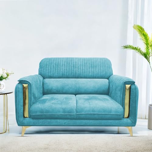 Image of Casaliving Gelio 2 Seater Sofa Set for Living Room (Turquise Colour) Premium Fabric Sofa