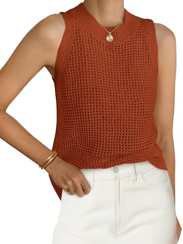Image of PRETTYGARDEN Womens Summer Crochet Tank Tops Knit Sweater