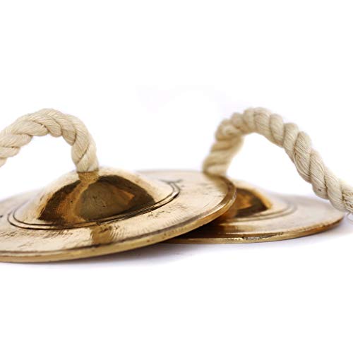 De Kulture Handmade Pure Brass Manjeera Percussion Instrument Indian Cymbal Clapper Bell For Religious Ceremonies Bhajans Healing Yoga Meditation, 3X1 (DH) Inches - Thumbnail 7
