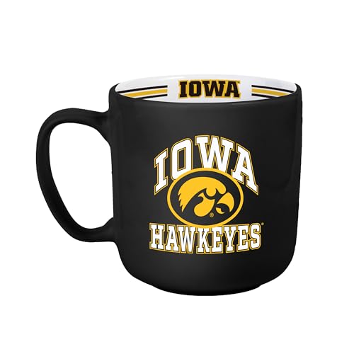 Image of Logo Brands NCAA Iowa Hawkeyes 15 oz Stripe Coffee Mug - 15 Fluid Ounces | Ceramic | Officially Licensed | Vintage Team Logo | Great Gift