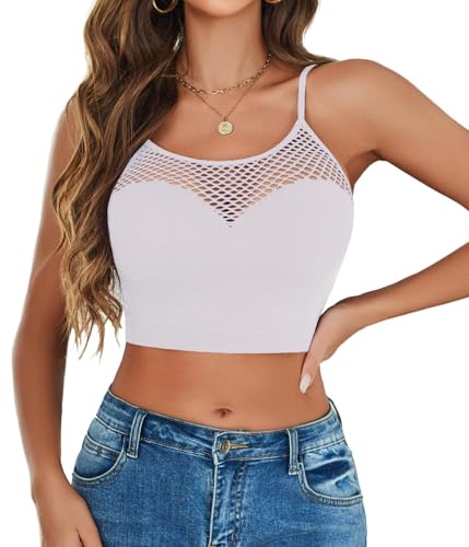 Image of Avidlove Sexy Tops for Women Fishnet Crop Tops Y2k Bralette Hollow Out Camisole Going Out Lingeries Top