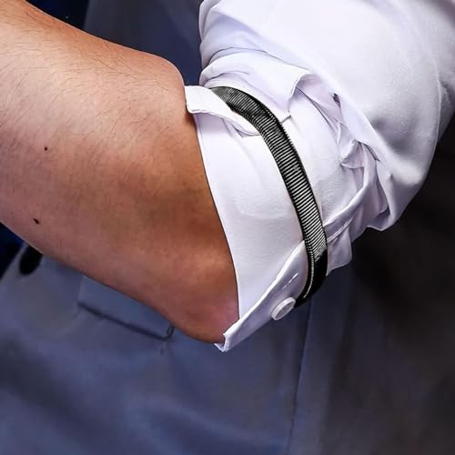 Image of GUSTAVE 1 Pairs Shirt Sleeve Garters, Stretchy Anti-Slip Armbands Sleeve Holder, Fashion Metal Bartenders Arm Garters for Men Women Fixing Long Sleeves