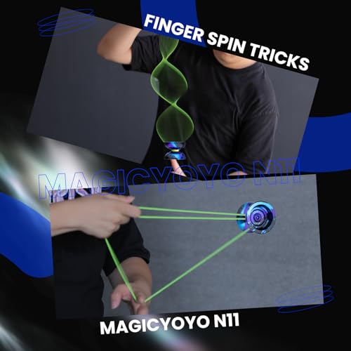 Image of MAGICYOYO Dual Purpose Yoyo N11 Responsive Yo Yo for Kids 8-12 or Above & Unresponsive Bearing Kit for Advanced + Protect Glove + Bag + 12 Replacement Strings (Black Blue Purple)