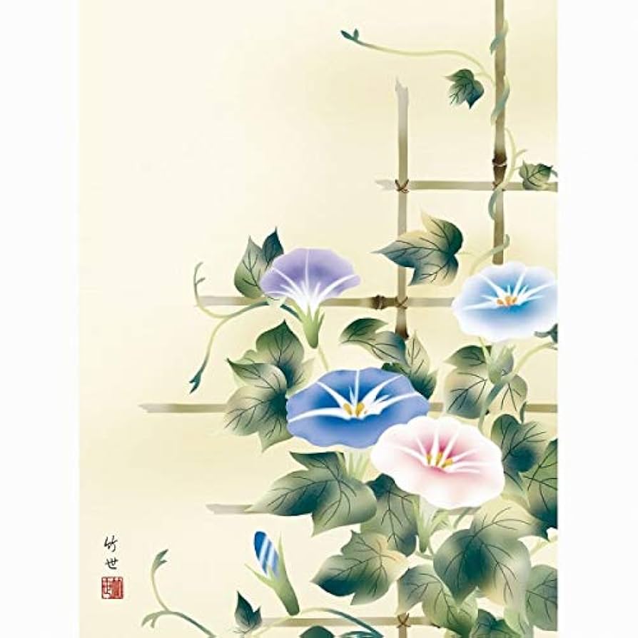 【真作】田能村直入/真紅/朝顔画賛/扇面/掛軸/名家伝来/AA-12 真作】田能村直入/真紅/朝顔画賛/扇面/掛軸/名家伝来/AA-12