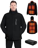 Vantacent89 Heated Jacket for Men with Rechargeable Pack, Winter Windproof Electric Heating Coat Jackets with Detachable Hood