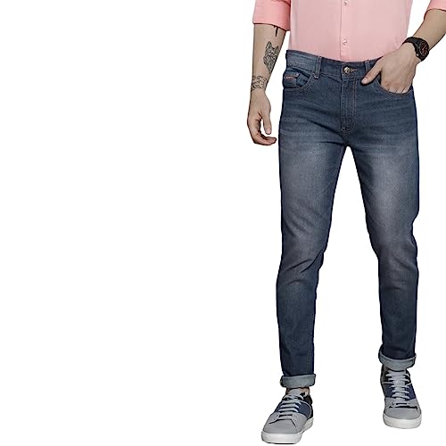 Image of The Indian Garage Co Men Slim Fit Solid Mid-Rise Stretchable Jeans