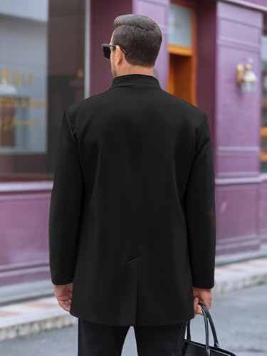 Image of Makkrom Mens Casual Overcoat Single Breasted Peacoat Business Topcoat