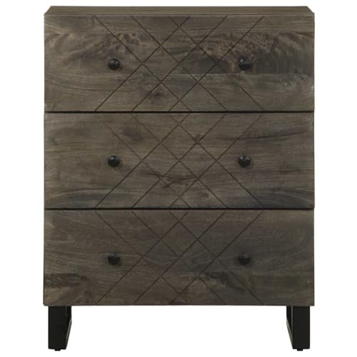 Cómoda de madera maciza de mango pequeña, armario auxiliar negro de 75 cm de alto 5