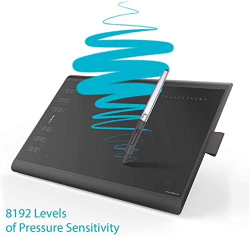 Image of HUION Inspiroy H1060P Graphics Drawing Tablet 10 x 6.25 inch with 8192 Pressure Sensitivity Battery-Free Stylus and 12 Customized Hot Keys, Digital Art Tablet for Mac, Windows PC and Android, Black