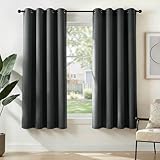 Deconovo Gardinen Blickdichte Vorhänge Verdunklungsvorhänge 2er Set H175 x B140 cm Wohnzimmer Curtains mit ösen Dunkelgrau
