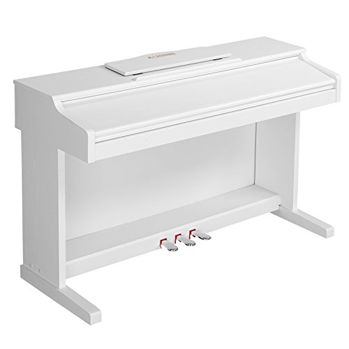 LAGRIMA White Digital Piano with Standard Key, 88 Key Electric Piano for Beginner(Adults/Kids) W/Music Stand+Power Adapter+3-Pedals+Instruction Book+Headphone Jack