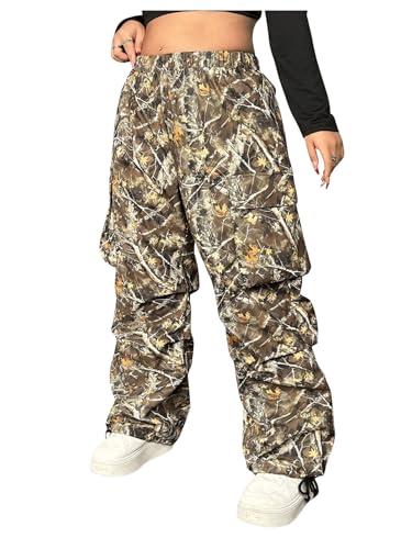 GORGLITTER Women's Plus Size Baggy Cargo Sweatpants Joggers Y2K Camo Camouflage Straight Leg Sweat Pants Street Wear4