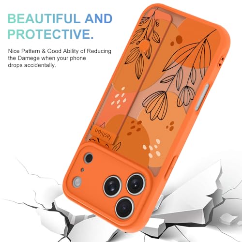 Coque iPhone 17 Pro Max avec sangle orange à motif floral - 2