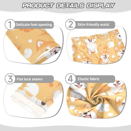 Shiba Inu Dogs Girls Leggings,Workout Leggings for Girls Toddler Athletic Legging Size for 3-10T3