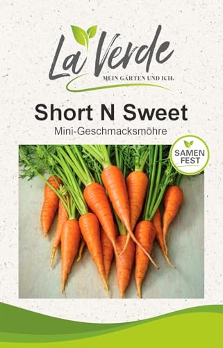 La Verde MEIN GARTEN UND ICH. Short N Sweet Möhre Samen für ca. 500 Pflanzen, Mini-Möhre, besonders süß, Saatgut ohne Gentechnik