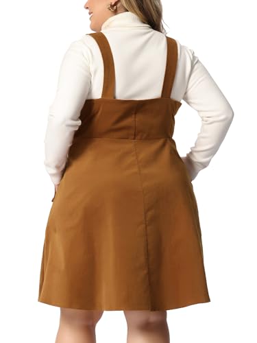 Agnes Orinda Plus Size Overall Dress Corduroy Pinafore Short Dress for Women Adjustable Strap Suspender Skirt4