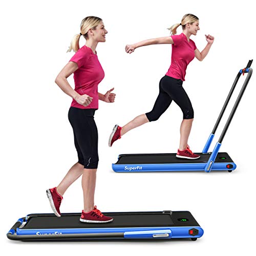 Image of GYMAX Walking Pad, 2 in 1 Free Installation Under Desk Treadmill with Smart App, Remote Control & LED Display, 2.25HP Foldable Portable Compact Running Machine for Small Spaces Home Office