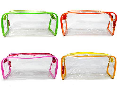Image of iShine Multipurpose Travel Morning Zipper Pouch for Men and Women Transparent Medium (Pack of 4, Assorted)