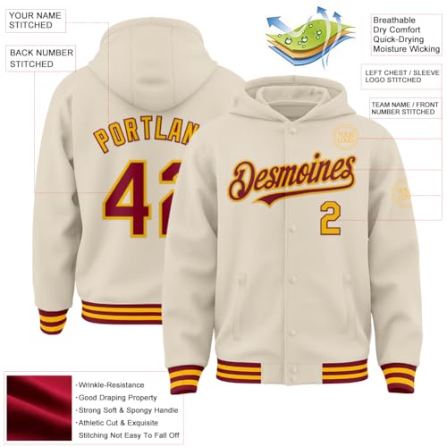 Custom Varsity Baseball Hoodie Jacket Cotton Blend Leather Sleeve Letterman Bomber Jacket Stitched Letters Logo S-5XL2
