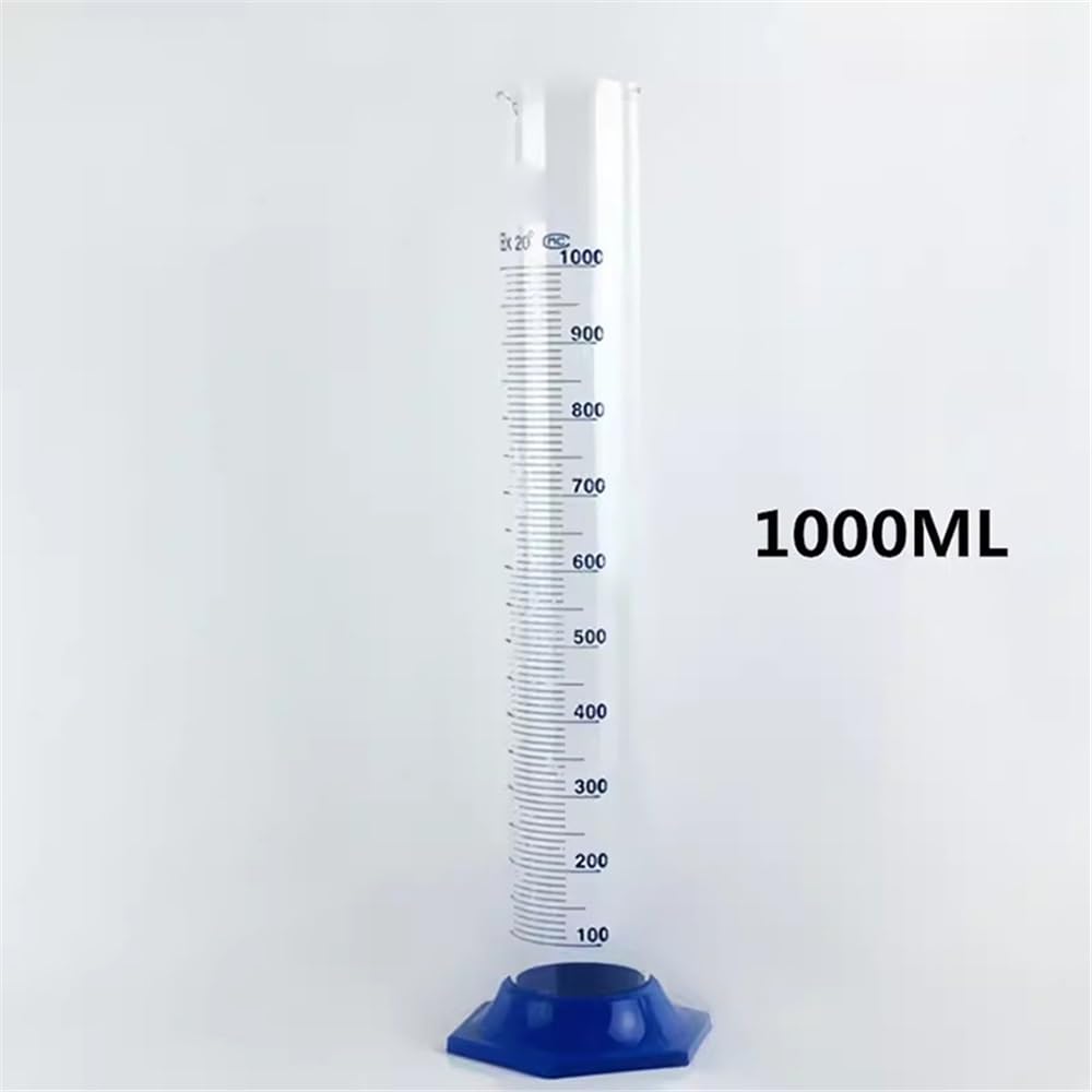 Vetreria da laboratorio Cilindro graduato in vetro 10/25/50/100/250/500/1000ml Base in plastica con scala for esperimenti(1000ml)