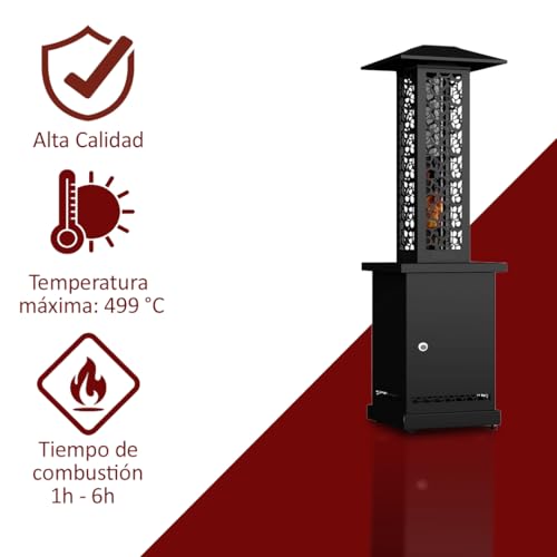 Estufa Exterior de Pellet, Calentador de jardín, 12,2kW, Acero inoxidable - imagen 4