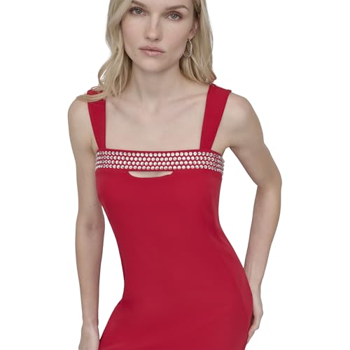 Mini robe col carré DKNY haut de gamme avec détails Hotfix