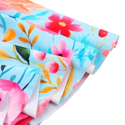 Image of Girls Swimsuit One Piece UPF 50+ Floral Skirted Bathing Suit Modest Beach Swim Dress 3-11 Years