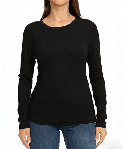janzu Long Sleeve Shirts for Women Casual Womens Tshirts Basic Tee Fall Winter Layering Tops Black