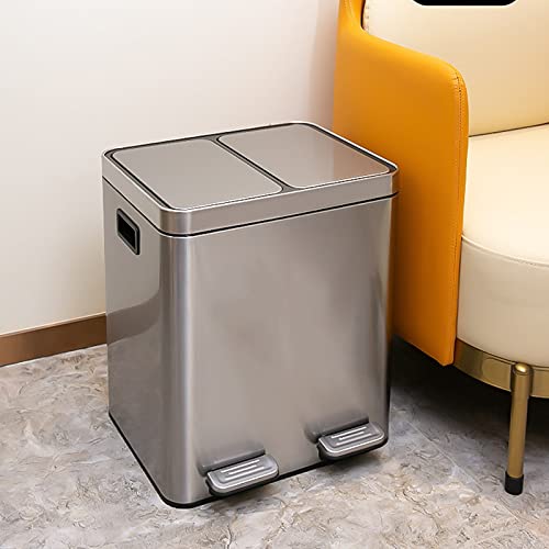 Caneca de Basura de Acero Inoxidable de 28L con Doble Compartimento miniatura 4