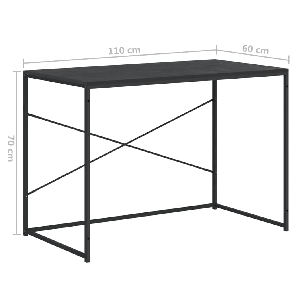 Nowoczesny stolik pod komputer, czarny, 110 x 60 x 70 cm, wytrzymały materiał drewnopochodny, stolik PC z metalową ramą, idealne biurko, do domu, biura, do gier