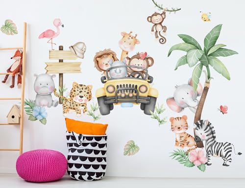 Vinilos decorativos animales de jungla 2 hojas removibles miniatura 4