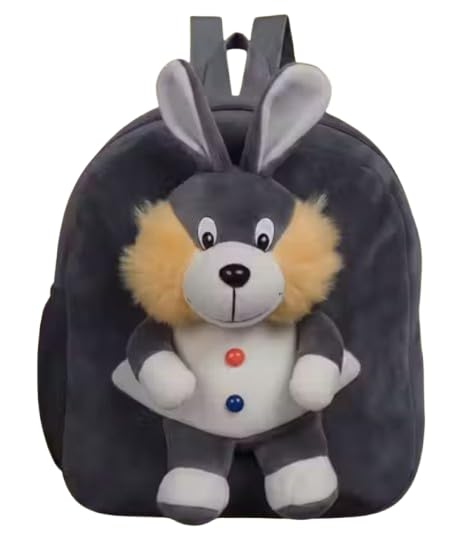 Kids Plush Backpack in Rabbit design | Pre-School Bag for Boys and Girls | Lightweight Toddler Cartoon Backpack for Weekend trip | 14x12 Inch |-image-6