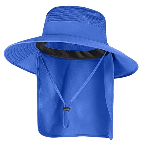 Image of Sun Hats for Men Women Fishing Hat UPF 50+ Breathable Wide Brim Bucket Hats Summer UV Protection Safari Hat with Neck Flap