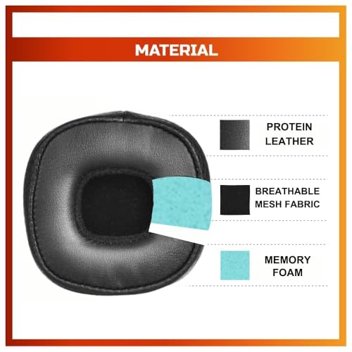 Image of Crysendo Headphone Cushion for Marshall Major III Headphone | Soft Ear Cushion Cover Replacement Earpads | Protein Leather & Memory Foam Cushion (Black)