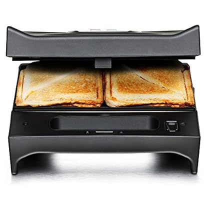 ROMMELSBACHER Multi Toast & Grill SWG 700 'Max' - 3 antihaftbeschichtete Wechselplatten für Sandwiches, Belgische Waffeln, Gegrilltes, 700 Watt, schwarz/edelstahl