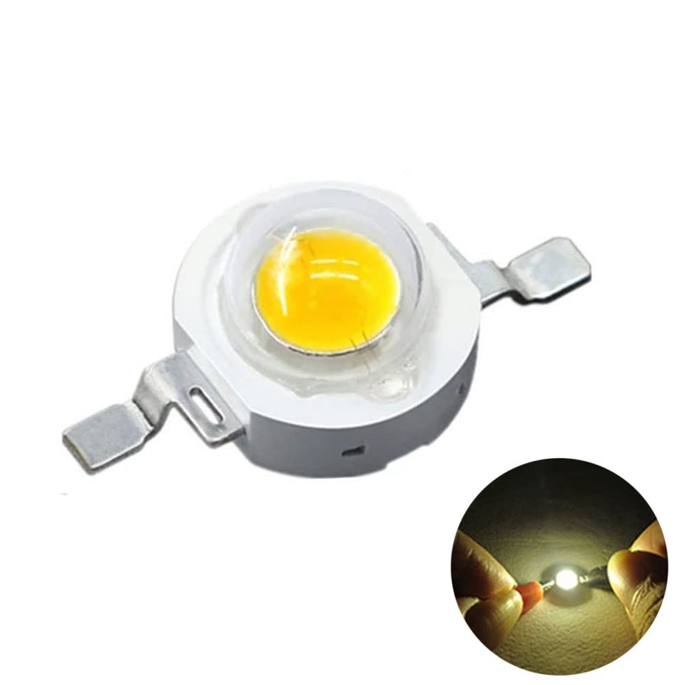 50 chip LED ad alta potenza, 3 W, bianco caldo (3000 K-3500 K, con ingresso 560 mA-700 mA. Connettore DC 3 V-3,4 V con 3 Watt) SMD COB emettitore di luce componenti, diodo da 3 W