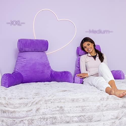 XXL Husband Pillow Light Purple Backrest with Arms Adult Reading Pillow Shredded Memory Foam